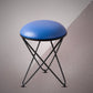 Blue Round Padded Vanity Stool - 16" Diameter Cross Leg Chair