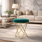Elegant 45cm Emerald Ottoman - Velvet Padded Stool with Gold Base