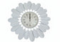 Large White Metal Floral Wall Clock Roman Numerals Decor