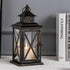 Vintage Black Candle Lantern Holder for Indoor Outdoor Decoration-Hansart-Hansart, Add a touch of vintage charm and warm ambiance to your space with this Rustic Black Metal Candle Lantern. Crafted from durable metal with clear glass panels, this lantern features an elegant cross-frame design and distressed finish, making it a perfect addition to both indoor and outdoor decor. Place a real or flameless LED candle inside to create a cozy glow on your patio, living room, garden, or during special events like w