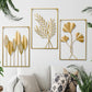 Set of 3 Frames with Golden Leaves Metal Wall Art (15.7 x 23.6 Inches)