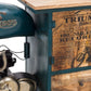 Vintage Triumph Motorcycle Console Table with Storage, Teal Finish