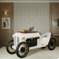 Pearl White Vintage Race Car Wine Bar Cabinet