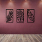 Calming Leaf Set of 3 Black Frame Metal Wall Art, Tropical Palm Leaf Wall Decor for Living Room, Bedroom, or Office