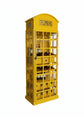 Antique Yellow Telephone Booth Bar Cabinet & Wine Holder
