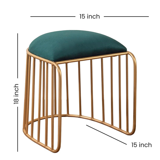 Luxury Modern Velvet Vanity Stool with Gold Wire Base