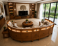 Luxury L-Shape Wooden Sofa Set with LED Lighting