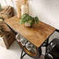 Vintage Motorcycle Bar Table with Storage & Wine Rack 71 Inches