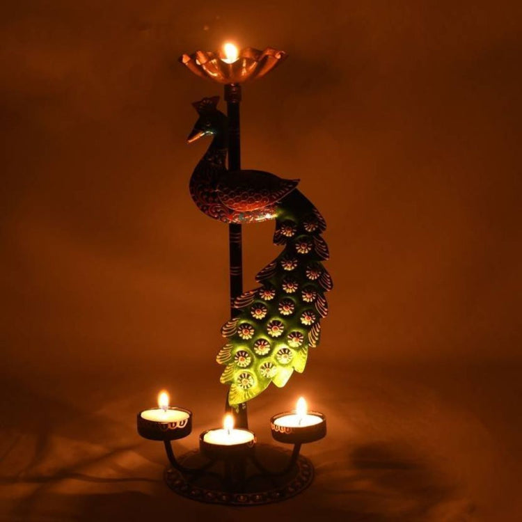 Decorative handcrafted peacock-shaped candle holders for Lighting Diya and Candles