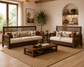Lattice Back Wooden Sofa Set