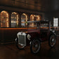 Vintage Car Bar Table with Wine Bottle and Glass Storage - Cabinet