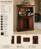 Solid Wood & Veneer Home Bar Cabinet with Pull-Out Serving Shelf
