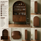 Arched Bar Cabinet with Open Shelves & Storage Cabinet