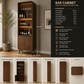 Tall Walnut Bar Cabinet with LED Shelves & Glass Holder
