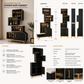 Modern Corner Liquor Cabinet with Glass Holder, Hidden Storage & Gold Frame