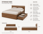 Durable Engineered Wood Bed with Storage Space