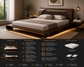 Modern Curved Wooden Bed with Floating Platform
