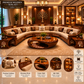 Luxury L-Shape Wooden Sofa Set with LED Lighting