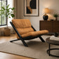Vintage Brown Faux Leather Accent Chair with Metal Legs