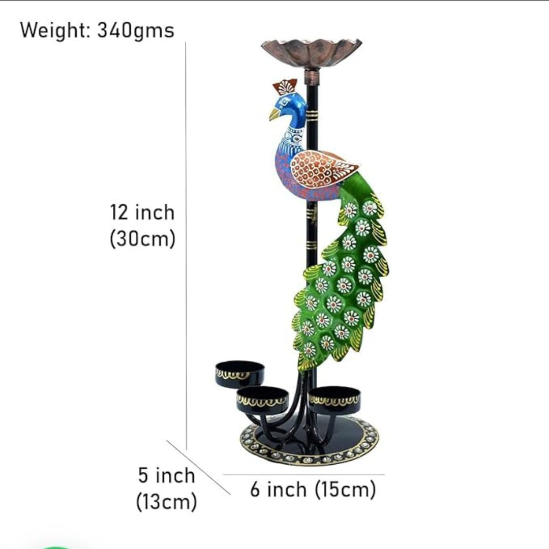 Decorative handcrafted peacock-shaped candle holders for Lighting Diya and Candles