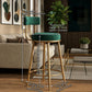 Luxury Emerald Velvet Bar Stool - Stylish Gold Metal Swivel Seat