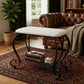 Vintage black Metal Vanity Bench - Padded White Entryway Shoe Stool