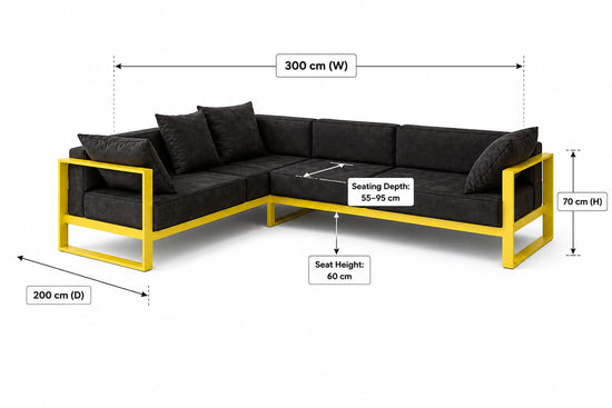 Modern L Shape Sectional Sofa with Metal Frame