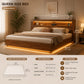 Luxury Queen Size Bed with Storage & LED Lights