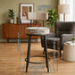 Modern Beige Suede Bar Stool - Industrial Swivel Chair with Backrest