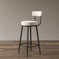 Modern Beige Suede Bar Stool - Industrial Swivel Chair with Backrest