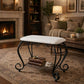 Vintage black Metal Vanity Bench - Padded White Entryway Shoe Stool
