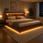 Luxury Queen Size Bed with Storage & LED Lights