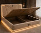 Luxury Queen Size Box Storage Bed with LED Lights