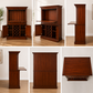 Solid Wood & Veneer Home Bar Cabinet with Pull-Out Serving Shelf