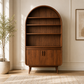Arched Bar Cabinet with Open Shelves & Storage Cabinet