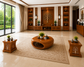 Luxury L-Shape Wooden Sofa Set with LED Lighting