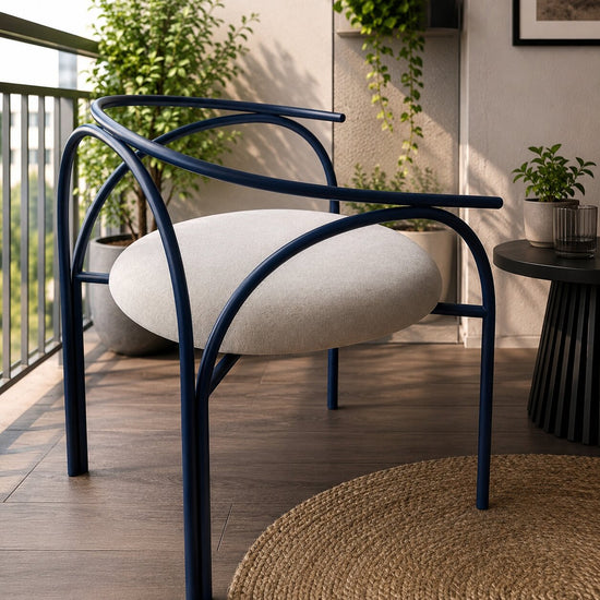 Modern Blue Accent Chair with Upholstered Seat