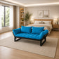 Modern Blue Futon Sofa Bed with Cushioned Seating