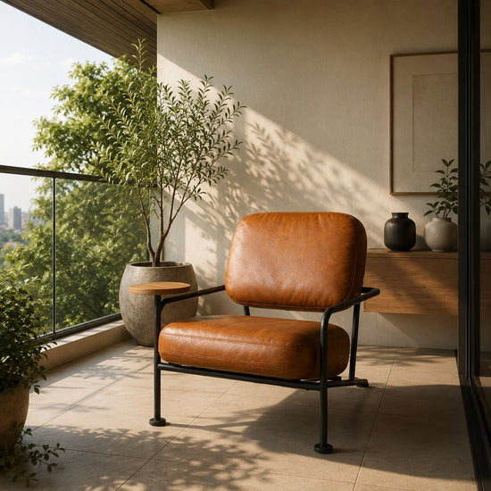 Brown Faux Leather Accent Chair for Living Room