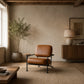 Brown Faux Leather Accent Chair for Living Room