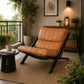 Vintage Brown Faux Leather Accent Chair with Metal Legs