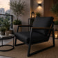 Contemporary Upholstered Armchair with Wooden Handles