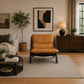 Vintage Brown Faux Leather Accent Chair with Metal Legs