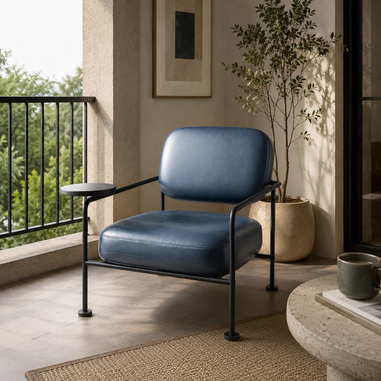 Minimalist Accent Chair with Cushioned Leather Seat