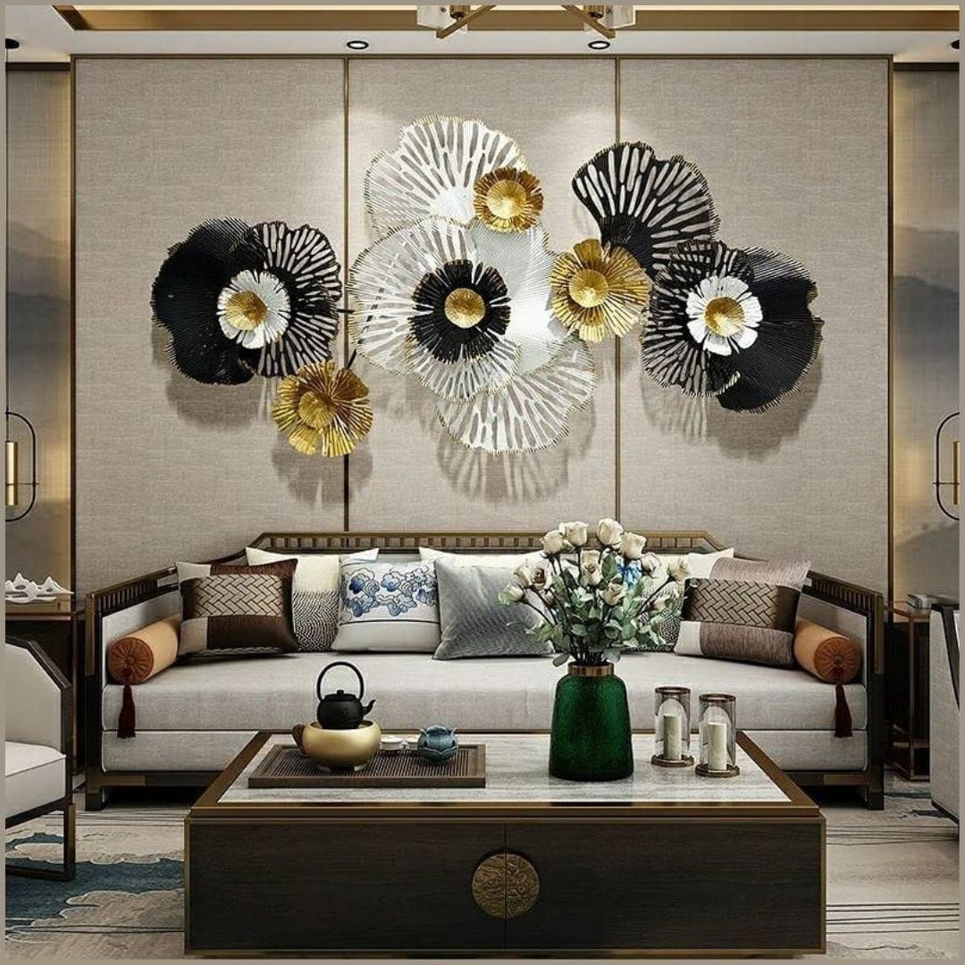 This modern wall art is crafted with premium-quality iron metal, giving it stylish strength and durability. Its dimensions of 51 x 27 inches make it an ideal addition to living rooms, bedrooms, and entryways. Its sophisticated Golden black and white finish adds a luxurious touch to any space. Bring modern art to your living spaces with this stylish golden, black and white metal wall art - perfect for any room. With our included hanging mechanism, you&