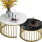 Elegant Double Round Metal Framed Black N White Table